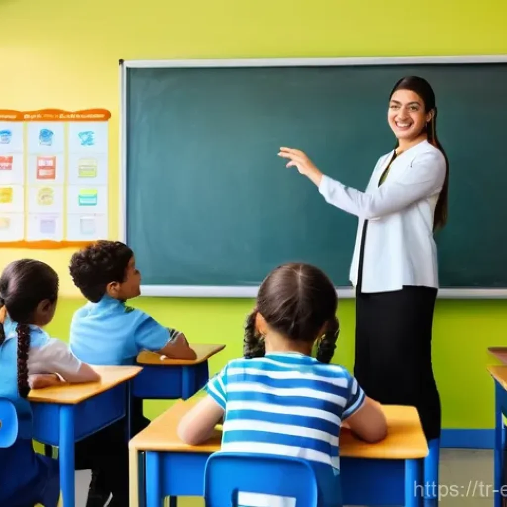 교육공학과 에듀테크 - **Prompt:** A vibrant and inclusive modern classroom in a Turkish school, where a diverse group of p...